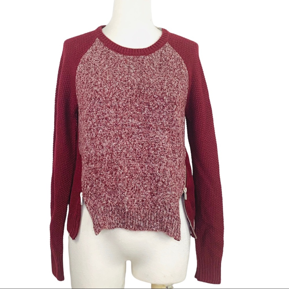 Rewind Crew Neck Sweater Heathered Knit Side Zippers EUC - Picture 4 of 11